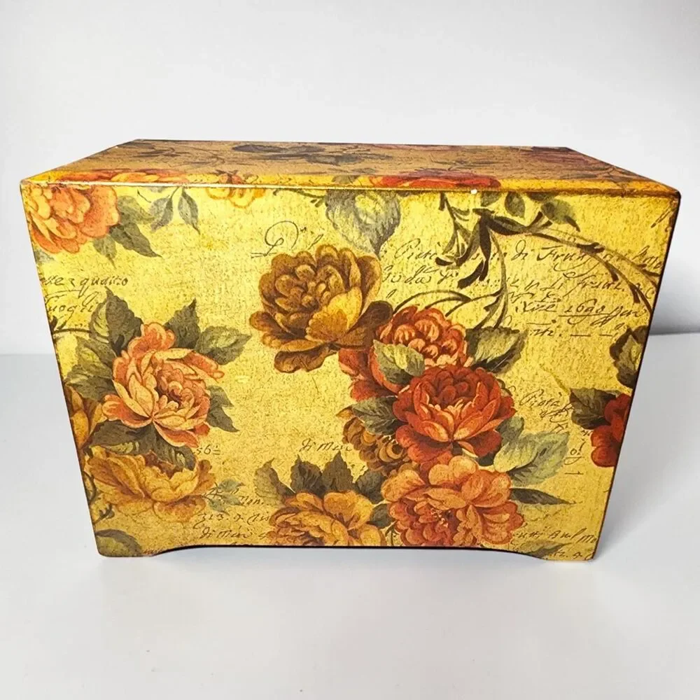Floral 6 Drawer Desktop Organizer Jewelry Chest Shabby Chic Wood Box